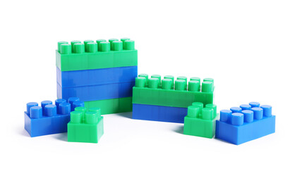 Naklejka premium Colorful building blocks isolated on white. Child's toy