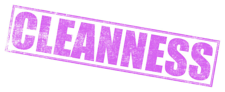 Purple cleanness stamp on white background in bold typography for business branding on Transparent Background