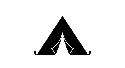 Fototapeta premium Camping Tent Silhouette: Simple illustration of a camping tent in monochrome with elegant lines, perfect for outdoor and camping concepts.