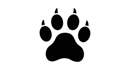 Paw Print Icon: A striking black paw print silhouette, perfectly capturing the essence of wild nature and animal presence.  © Mezzy