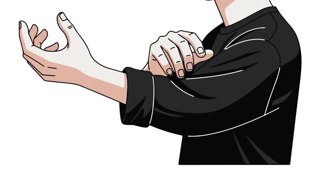 Close-up of a person's arm scratching an itch on their forearm, isolated on white background