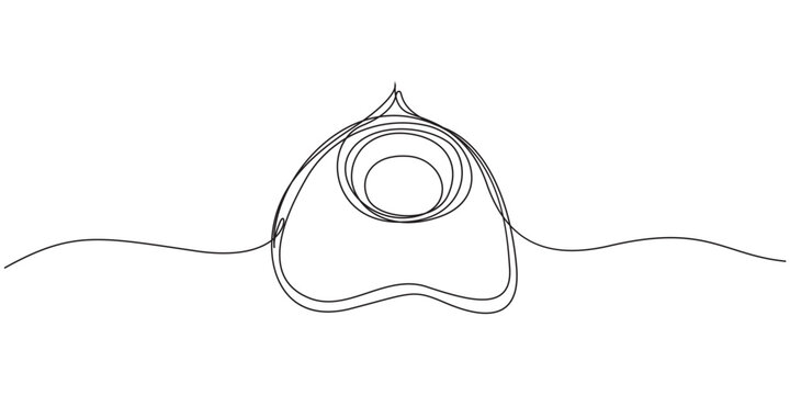 One continuous line drawing of hajar aswad or black stone at Kaaba building, Masjidil Haram Saudi Arabia.hajar aswad or black stone at Kaaba building single continuous line drawing