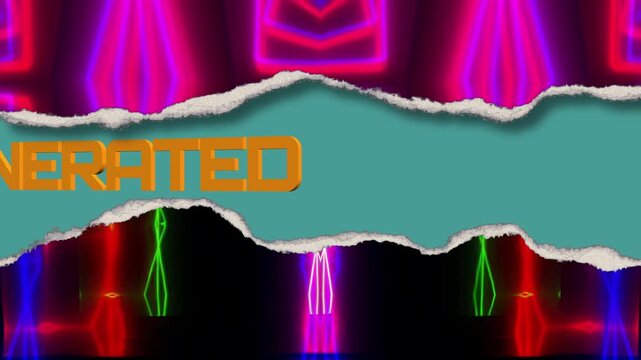 Ai generated neon lights moving through torn paper animation