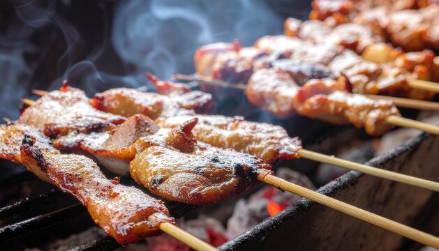 Sate Ayam Skewers with Dripping Peanut Sauce