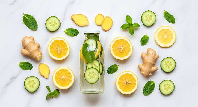 Refreshing Infused Water with Lemon, Cucumber, Ginger, and Mint - Healthy Lifestyle