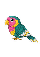 Obraz premium Colorful cartoon parrot with transparent background