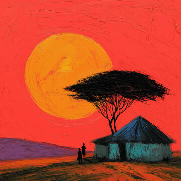 African Landscape Oil painting