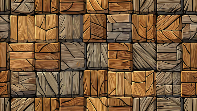 Wooden texture, brown wood blocks, wooden background, rustic pattern