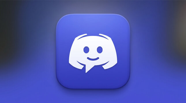 Discord 3d logo icon, social media messaging app button on blue background, community communication software symbol, gamer chat platform icon, modern digital interface element for web design
