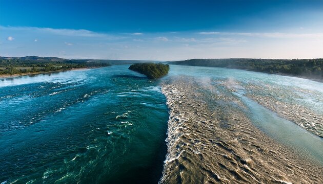 meeting of waters dark and light rivers converging