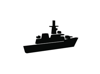 Obraz premium Modern Warship Icon 3D Naval Military Vessel Silhouette