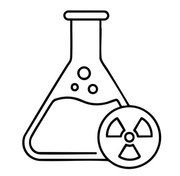 Radioactive Flask Line Icon - Vector Illustration for Nuclear Medicine, Chemical Research, and Hazardous Waste Untitled-2-14.eps