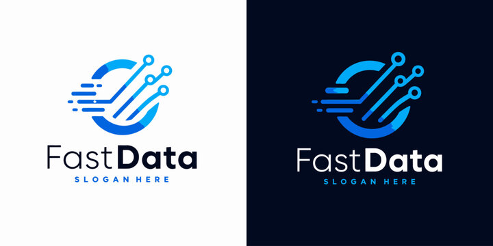Fastdata logo design modern data analysis and technology branding concepts