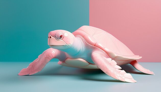 pastel sea turtle sculpture in soft minimal aesthetic