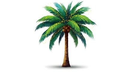 Fototapeta premium Realistic digital painting of a coconut palm tree on a white background