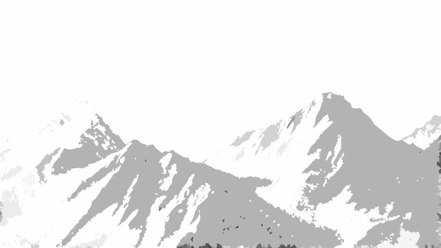 mountain range silhouette against a white background simplified grayscale landscape illustration high quality professional detailed modern elegant stylish