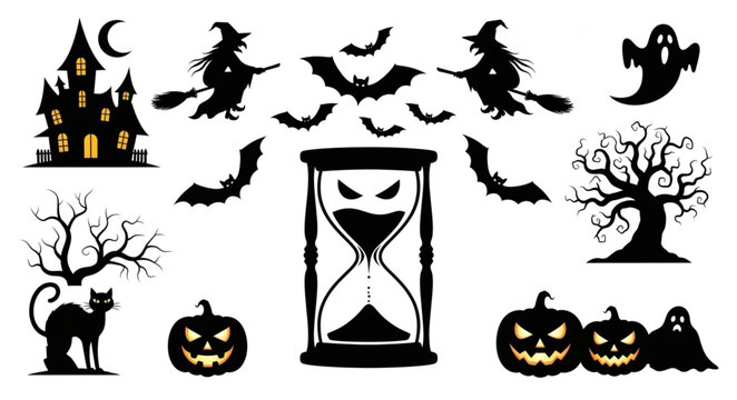 Halloween icons and symbols set.