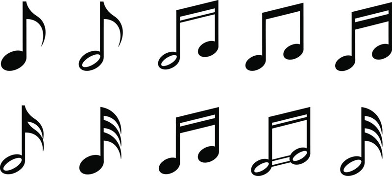 Collection of musical notes a black and white composition