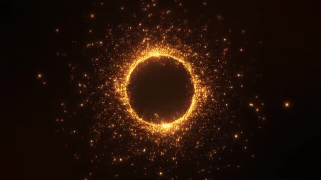 Glowing Golden Sparkle Ring Effect on Black Background