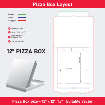 Pizza Box Layout Pizza Box Dieline Template Editable Vector File