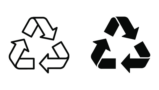 Recycling symbol with modern and classic design variations