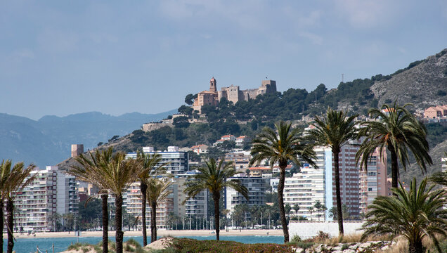 Cullera beach with the castle, Valencian Community.