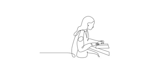 Fototapeta premium Remote Work Woman Writing at Desk by Window, Home Office Planning and Research for Small Business Startup