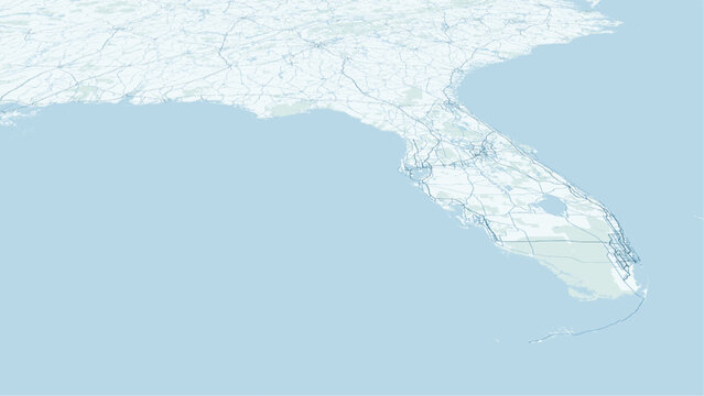 Modern minimalist vector map of Florida, USA. High-quality scalable illustration of Miami, Orlando, Florida Keys, and coastline for travel posters and geographic design.