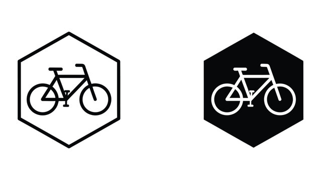 Minimal bicycle icon in contrasting hexagon frames