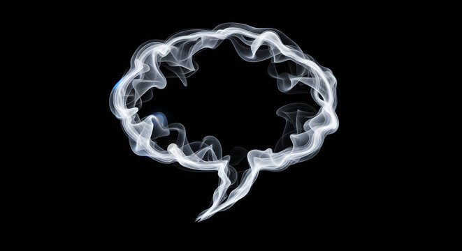 Ethereal speech bubble white smoke formed into a communication cloud