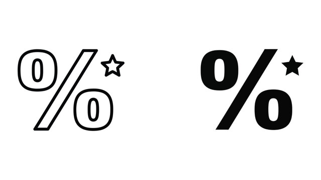 Zero percent sign with star icon in two styles