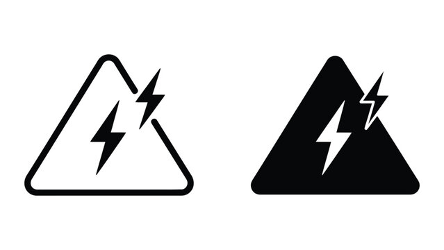 Electric warning triangle icon with lightning bolt