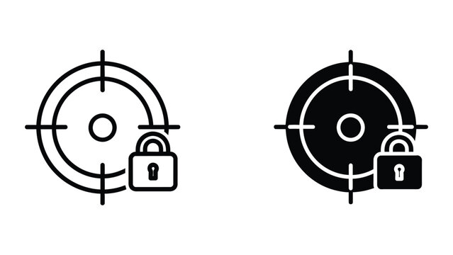 Secure target icon with lock symbol in crosshair design