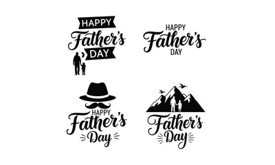 Four vintage style father's day typography designs for celebrations and greetings © Maidul islam