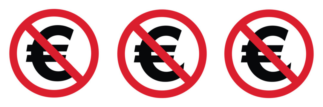 Euro ban icon representing no money restriction, stop euro currency symbol, financial prohibition, blocked payment concept, and economic limitation illustration for banking, finance, and warning sign 