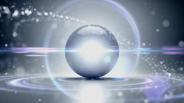 Abstract Glowing Sphere with Swirling Energy and Particles.