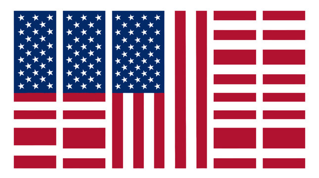 Abstract american flag pattern with stripes and blue stars