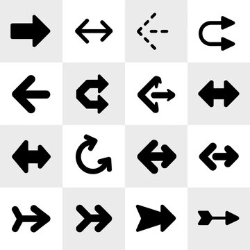 Collection of Various Directional Arrow Icons Showing Movement and Navigation Styles in Clean Minimalist Design