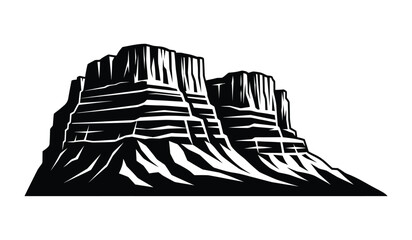 monument valley landscape silhouette black and white graphic illustration of desert buttes on transparent background high quality professional detailed modern elegant stylish clean crisp © ARSM D