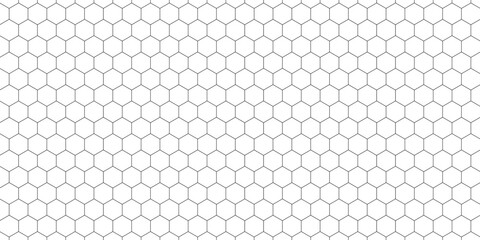 Seamless pattern with outline hexagon grid. Honeycomb net backdrop. Abstract background with geometric line grille. Black hexagon mesh, vector illustration © Ihza
