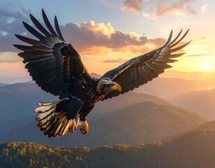 Obraz premium Majestic Eagle Soaring Gracefully in Flight
