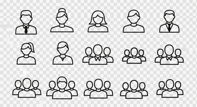Group of people icons in black.
