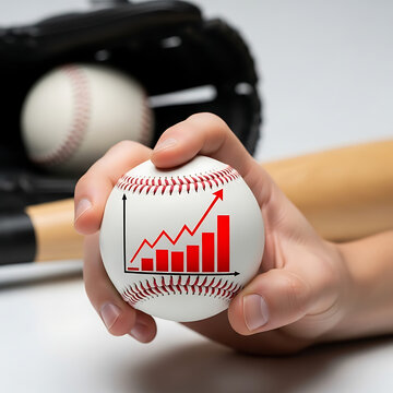 Baseball, growth chart, business sports concept, statistics