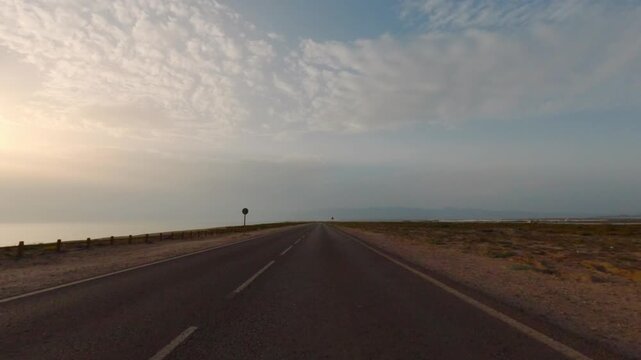 Driving on a mountain road in Spaion. POV on-board camera. 4K Video footage, 50p, 10 bit