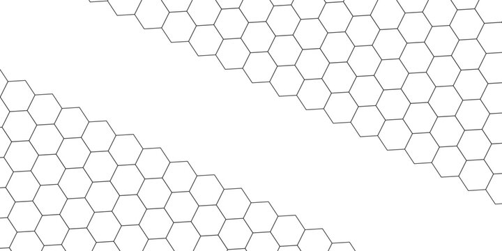 Seamless pattern with outline hexagon grid. Honeycomb net backdrop. Abstract background with geometric line grille. Black hexagon mesh, vector illustration