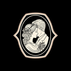 Wedding couple profile portrait illustration. © Mr.dexterouz