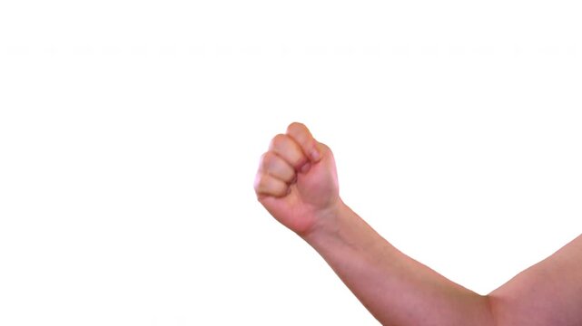 Close up hand sign holding squishing a thumb over a white screen