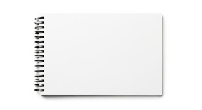 Blank white spiral bound notebook on plain white background transparent background