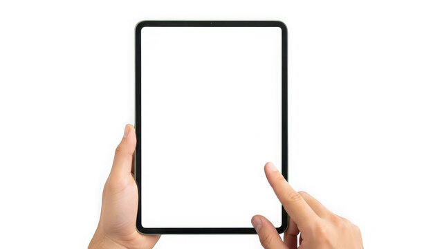 Hand holding tablet screen isolated on transparent background isolated on transparent background