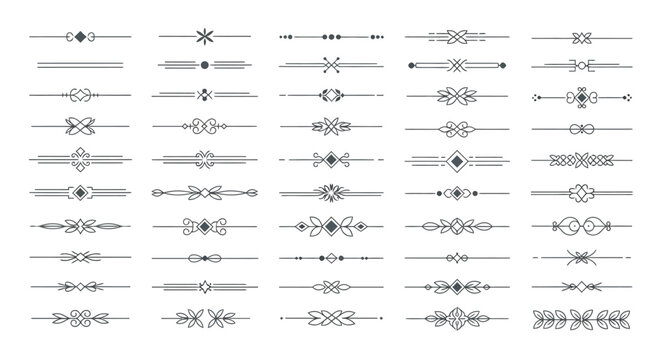 A collection of various elegant decorative text dividers for graphic design projects and professional document formatting